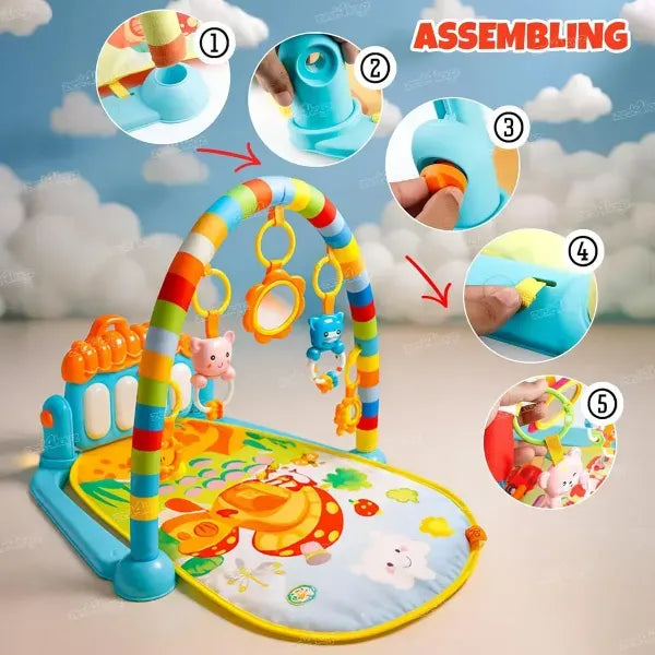 Baby Piano Gym Mat With Music - Multi Colour