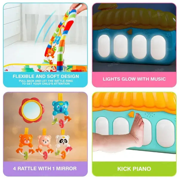 Baby Piano Gym Mat With Music - Multi Colour